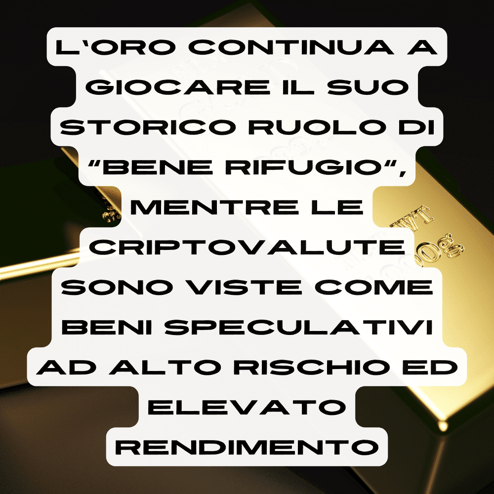 Oro e criptovalute hanno differenze sostanziali