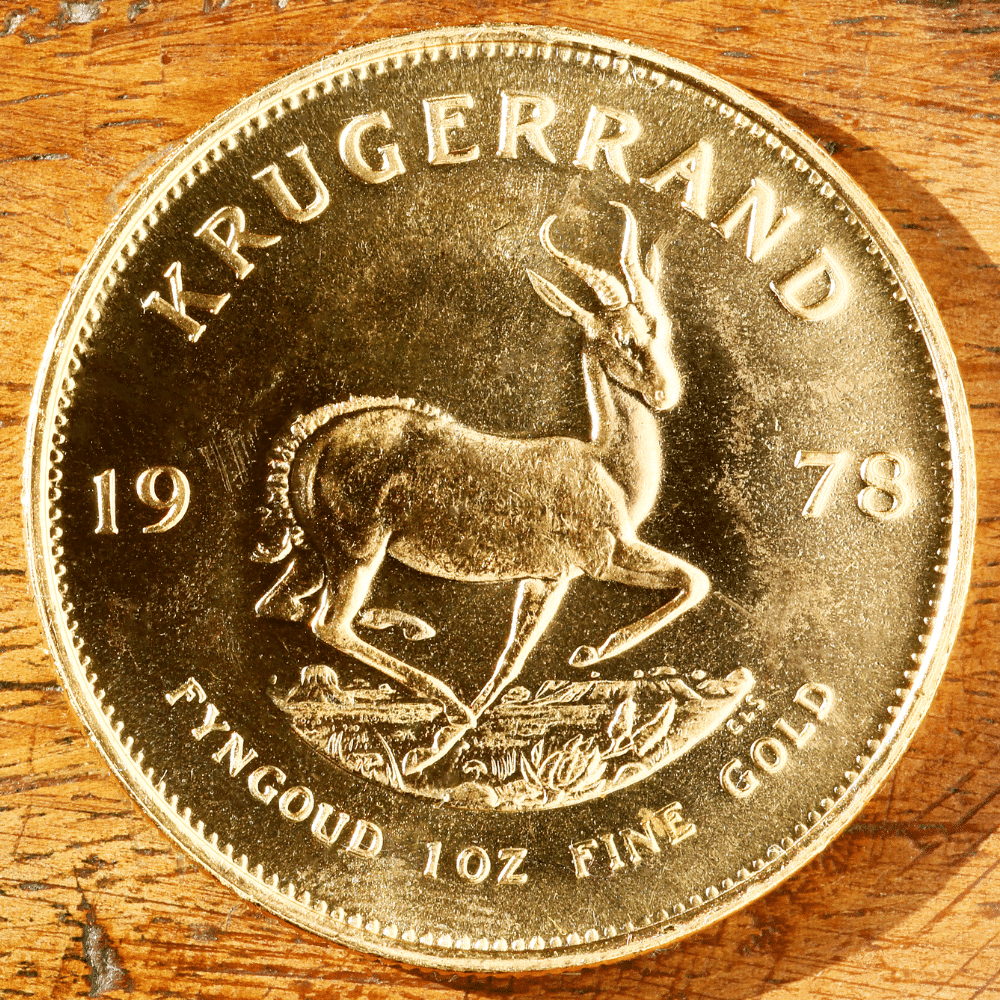 Retro del Krugerrand in oro con lo sprongbok