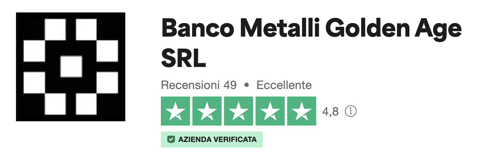 Trustpilot valutazione eccellente con una media di 4.8 su 5